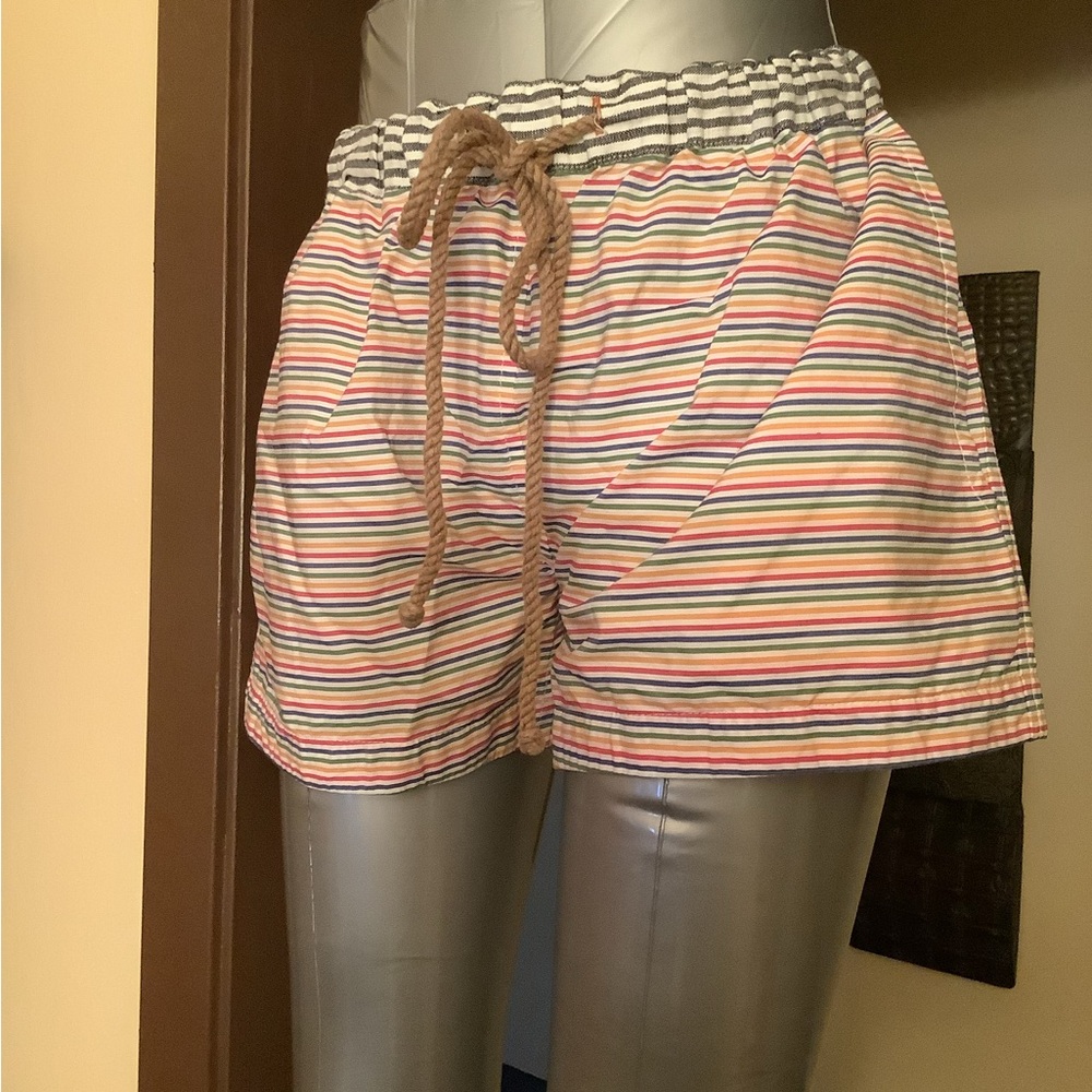 The Salting Rainbow Striped Drawstring Short Shorts XS 26x3 NWT